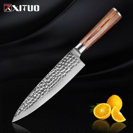 Xituo 8 polegadas chef faca damasco aço japonês vg10 forjado cozinha carne cutelo faca cozinhar facas pakkawood lidar melhor presente