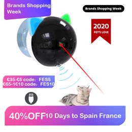 Automatic Cat Toy Laser USB Rechargeable Cat Interactive Toy LED Pointer Rotating Moving Electronic Pen Funny Toy Cat Chase Toys LJ200826