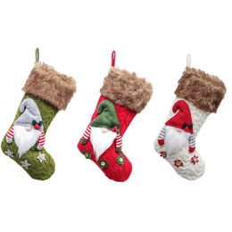 3D Plush Swedish Gnome Christmas Stockings Sock for Fireplace Hanging Xmas Decorations Xmas Tree Candy Gift Bag Hanging Pendant 201128