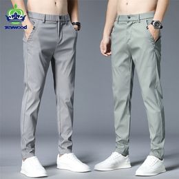 Summer Thin Casual Pants Men 4 Colors Classic Style Fashion Business Slim Fit Straight Cotton Solid Color Brand Trousers 38 220311