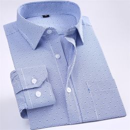 non-iron regular fit men long sleeve business men shirts easy care striped/plaid dot floral tops for male 220222