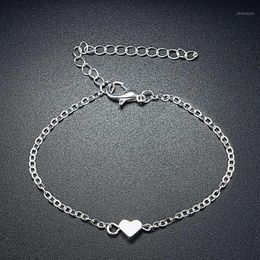 Charm Bracelets 1pcs Beautiful Silver Plated /Gold Tone Colour Heart Shape Delicate Bracelet Minimalist Thin Chain Bracelet1