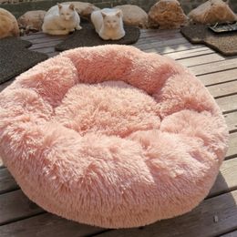 VIP LINK - Dog Long Plush Dounts Beds Calming Bed Hondenmand Pet Kennel Super Soft Fluffy Comfortable for Large Dog / Cat House 201130