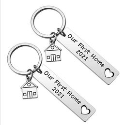 Keychain Engraved Our First Home House Keychain 2021 Charm Lover Couples Gifts Lovely Gift