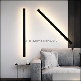 Wall Lamp Home Deco El Supplies & Garden Modern Waterproof Outdoor Long Strip Led Ip65 Aluminium Light Porch Sconce Luminaire Drop Delivery 2