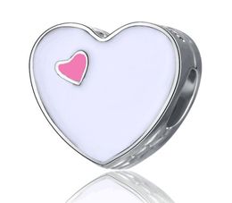 Blank heart bead metal Slider big hole 5MM european charms hot transfer printing material valentine's Day gifts