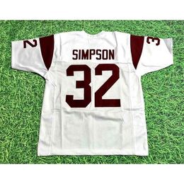 Mitch Custom Football Jersey Men Youth Women Vintage 32 OJ SIMPSON CUSTOM USC TROJANS Rare High School Size S-6XL or any name and number jerseys