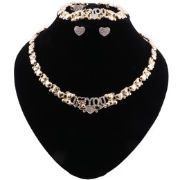 Dubai Gold Color Jewelry Sets for Women Wedding Gifts Africa Party Bear Necklace Earrings Bracelet Set Nigeria Jewellery