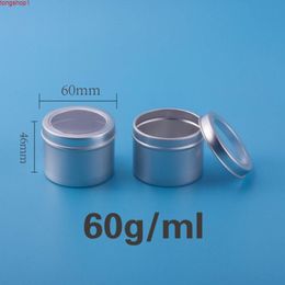 60ml Portable Travel Aluminum Jars Cream Tins Cans Refillable Makeup Tool Empty Cosmetic Containers Round 50pcs/lotgood quantity