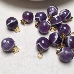 12mm Natural Crystal Stone Ball Beads Gemstone Pendant Necklaces For Women Girl Party Club Decor Jewellery With Chain