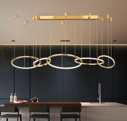 Simple and light luxury living room chandelier lighting ring post-modern minimalist lamps Nordic home dining led chandelier