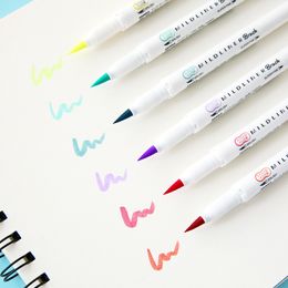 NEW 5 Colours Zebra MildLiner Brush Pen Set WFT8 Double Sided Water-based Highlighter Marker Pen Journal Supplies 201202