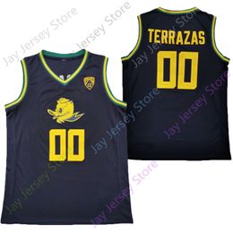 2021 New NCAA College Oregon Ducks Jerseys 00 Terrazas Basketball Jersey Black Size Youth Adult All Stitched
