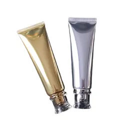 Gold Sliver Cosmetic Tube Travel Bottle Refillable Hand Cream Squeeze Empty Packaging Container 50ml 50g Acrylic Lid 50pcs