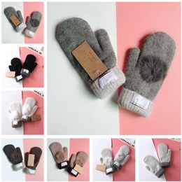 Winter Knitted Gloves With Lovely Fur Ball Mittens Party Favour Label Australia Women Girls Mitten Outdoor Riding Mitts Warm Fleece Glove Xmas