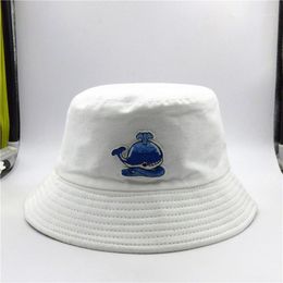 Cloches Cartoon Whale Embroidery Cotton Bucket Hat Fisherman Outdoor Travel Sun Cap Hats For Kid Men Women 961