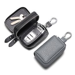 Car Key Pouch Bag Case Wallet Holder Chain Key Wallet Ring Collector Housekeeper Pocket Key Organizer Smart Leather Keychain