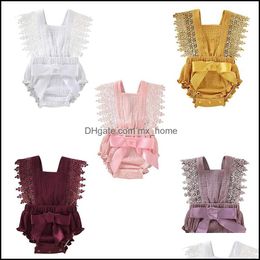 Rompers Jumpsuits&Rompers Baby & Kids Clothing Baby, Maternity Lace Newborn Ruffle Jumpsuits Bow Romper Summer Solid Colour Fashion Climbing