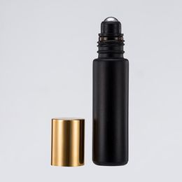 Factory Price 10ml 1/3oz Black Fragrances ROLL ON GLASS BOTTLE ESSENTIAL OIL Metal Roller Ball BY DHL/EMS Free Shipping LX3418