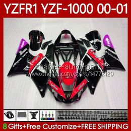 Bodywork Kit For YAMAHA YZF-1000 YZF-R1 YZF1000 YZFR1 00 01 02 03 Body 83No.166 YZF R1 1000CC 2000-2003 YZF 1000 CC R 1 2000 2001 2002 2003 Motorcycle Fairing RED Black