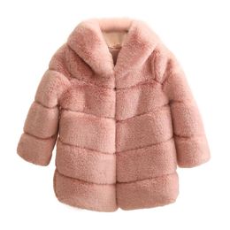 Winter Girls Fur Coat Elegant Thick Warm Baby Girl Jackets Parka Hooded Children Outerwear Clothes Teenage Kids Windbreaker