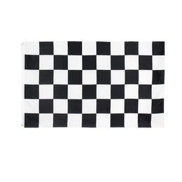 Black White Square Chequered Flag Banner 3x5 FT 90x150cm State Flag Festival Party Gift 100D Polyester Indoor Outdoor Printed Hot selling