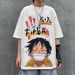Harajuku Graphic T Shirt for Men Women Streetwear Anime One Piece Luffy Tshirt Summer Short Sleeve Ulzzang Hip Hop Tee Tops G1222