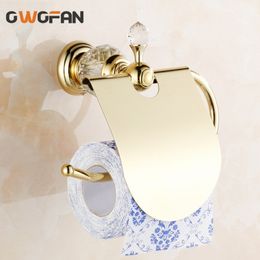 Paper Holder Glass Crystal Decorative Brass Toilet Roll Paper Holders Waterproof Tissue Gold Finish Bathroom Accessories A08-625 T200425