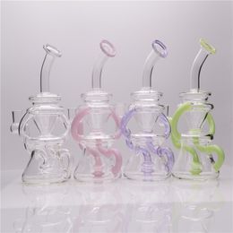 Color Recycler Oil Rigs Water Glass Bong Smoking pipe Color Perc Dab Rig with1 clear bowl