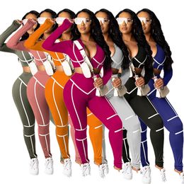 New Spot 2024 European And American Women's Autumn Solid Color Tight Long-Sleeved Casual Sexy Sports Street Suit Women