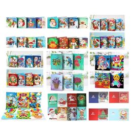 4/5/6/8pcs Diamond Painting Christmas Cards Diamond Mosaic Emboridery Beads Christmas Cards Postcards Birthday Xmas Gift 201202