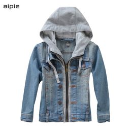 New Children's Denim Jackets Fashion Hooded Style Cotton Kids boy's denim Coats Clothing For 3-10 Years Outwear LJ201007