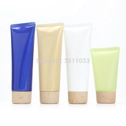 100ml Black White Cosmetic Refillable Soft Tube Green Blue Lotion Cream Shampoo Squeeze Hose Plastic Wooden Design Cap