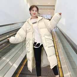 GOOHOJIO High Quality Hooded Warm Oversize Coat warm solid Colour women Parka With hood Autumn Winter Women Long Jackets 201027