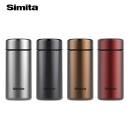 Simita 320ml Double Wall Stainless Steel Thermos Bottle Coffe Mug Portable Size with Tea Filter Business Style for Gifts 201109