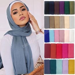 2022 Muslim Hijab Jersey Scarf Soft Modal Cotton Solid Shawl Headscarf Foulard Femme Musulman Islamic Arab Wrap Head Scarves