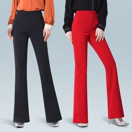 Fashion black formal office flared trousers casual Solid High Waist Business Flare Pants Slim OL Work Bell Bottom pants 201109