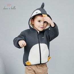 dave bella autumn baby unisex fashion cartoon letter pockets hooded coat children tops infant toddler outerwear LJ201124