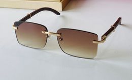 Vintage Gold Wood Sunglasses Brown Shaded gafas de sol men Fashion sugnlasses Shades with case