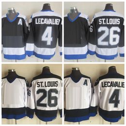 Mens Vintage Hockey Jerseys 26 Martin St. Louis 4 Vincent Lecavalier Stitched Shirts Retro Black White A Patch M-XXXL