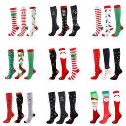 chrismas socks Canada - AM Compression Socks Chrismas Series Men Women Socks Best For Running Outdoor Hiking Flight,Breathable Nursing Sock For Athelete Y1222