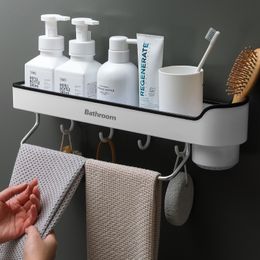 ONEUP New Corner Bathroom Shelf Wall Mounted Shampoo Shower Shelves Holder Storage Rack Organiser Towel Bar Bathroom Accessories LJ201204