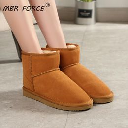 Hot Sale MBR FORCE 2020 fashion Women Snow Genuine Cowhide Leather Ankle Warm Winter Boots Woman large size fur Casual shoes