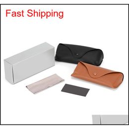 Wholesale Waterproof Sunglasses Box For Sun Glasses Case Black Brown Soft Retro Leather Cleaning Cloth Eyewear C6Yj