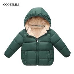 Fleece Winter Parkas Kids Jackets For Girls Boys Warm Thick Velvet Children's Coat Baby Outerwear Infant Overcoat
