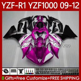 Motorcycle Body For YAMAHA Rose Black YZF R1 1000 CC YZF1000 YZF-R1 09-12 Bodywork 92No.95 YZF-1000 YZF R 1 YZFR1 09 10 11 12 1000CC 2009 2010 2011 2012 Fairing Kit