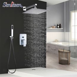 Warehouse Clean Bathroom Shower Faucet Set Rainfall Concealed Chrome Shower System Bathtub Shower Mixer Faucet Tap LJ201212