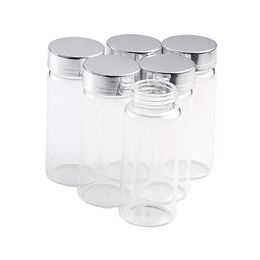 20ml 50ml 65ml 90ml Glass Storage Bottles with Silver Screw Cover Empty Sweets Vanilla Pill Food Perfume 6pcs