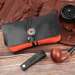 Storage Bags Style Cowhide Portable Travel Bag Lambskin 2 Barrel Hand-Rolled Smoking Accessories Tube Retro