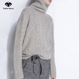 TAILOR SHEEP turtleneck sweater women winter cashmere jumpers wool knit bottom female long sleeve thick twist loose pullover 201109